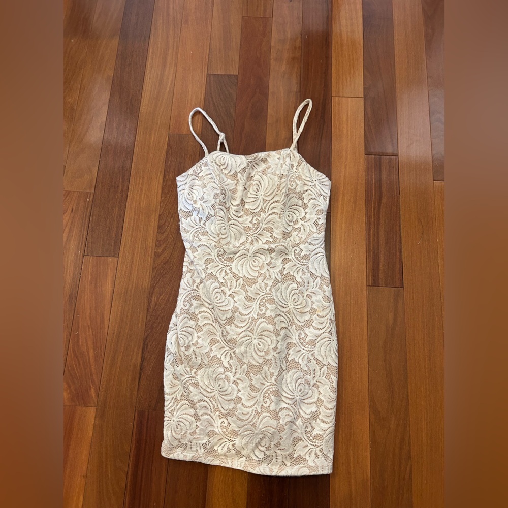 Midnight Doll juniors size 5 semi formal sundress ivory nude lace